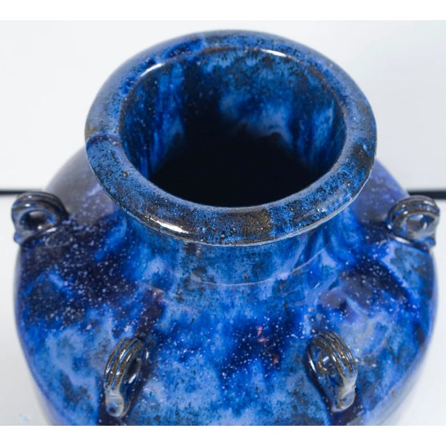 Blue Vintage Blue Glazed Garden Urn For Sale - Image 8 of 11