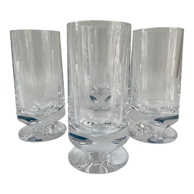 Nambe Groove Crystal Highball Glasses - Set of 4 For Sale