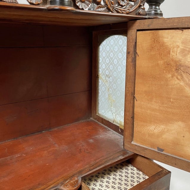 Brown Italian 19th Century Style Wooden Table or Wall Cabinet with Mirror, 1930s For Sale - Image 8 of 18