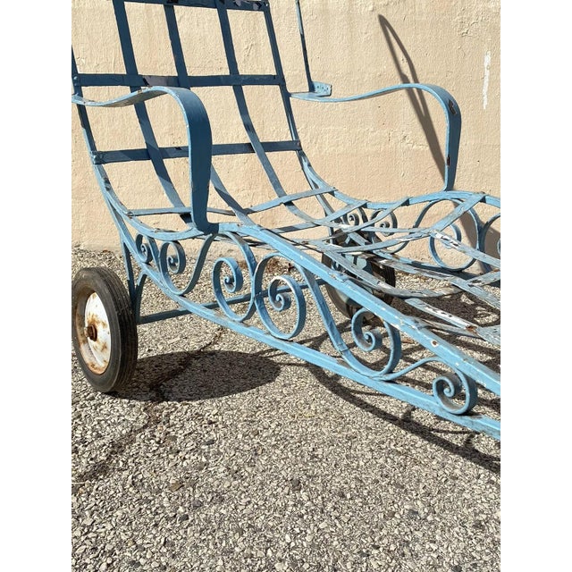 Early 20th Century Early 20th Century Vintage Salterini Style Art Nouveau Scrolling Wrought Iron Lounge, Attributed For Sale - Image 5 of 12