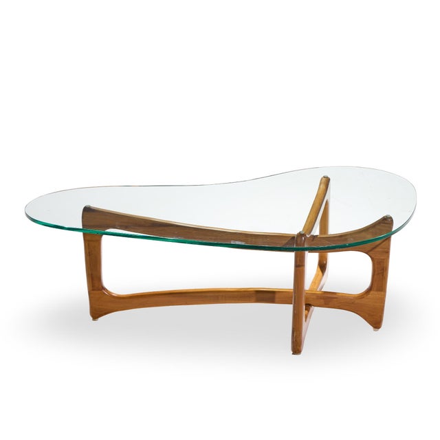 Adrian Pearsall for Craft Associates Mid Century Walnut and Glass Coffee Table For Sale In Chicago - Image 6 of 9