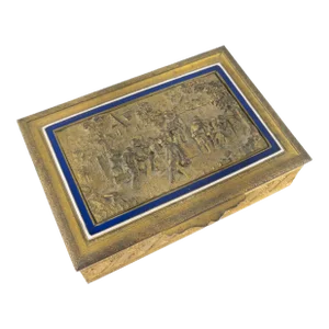 French Gilt Bronze and Enamel Cigarette or Trinket Box