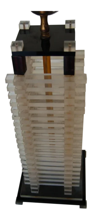 Hollywood Regency Stacked Lucite Table Lamp