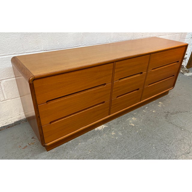 Mid 20th Century Mid 20th Century Danish Modern Teak Nine-Drawer Lowboy Dresser by Sun Cabinet Co LTD For Sale - Image 5 of 17