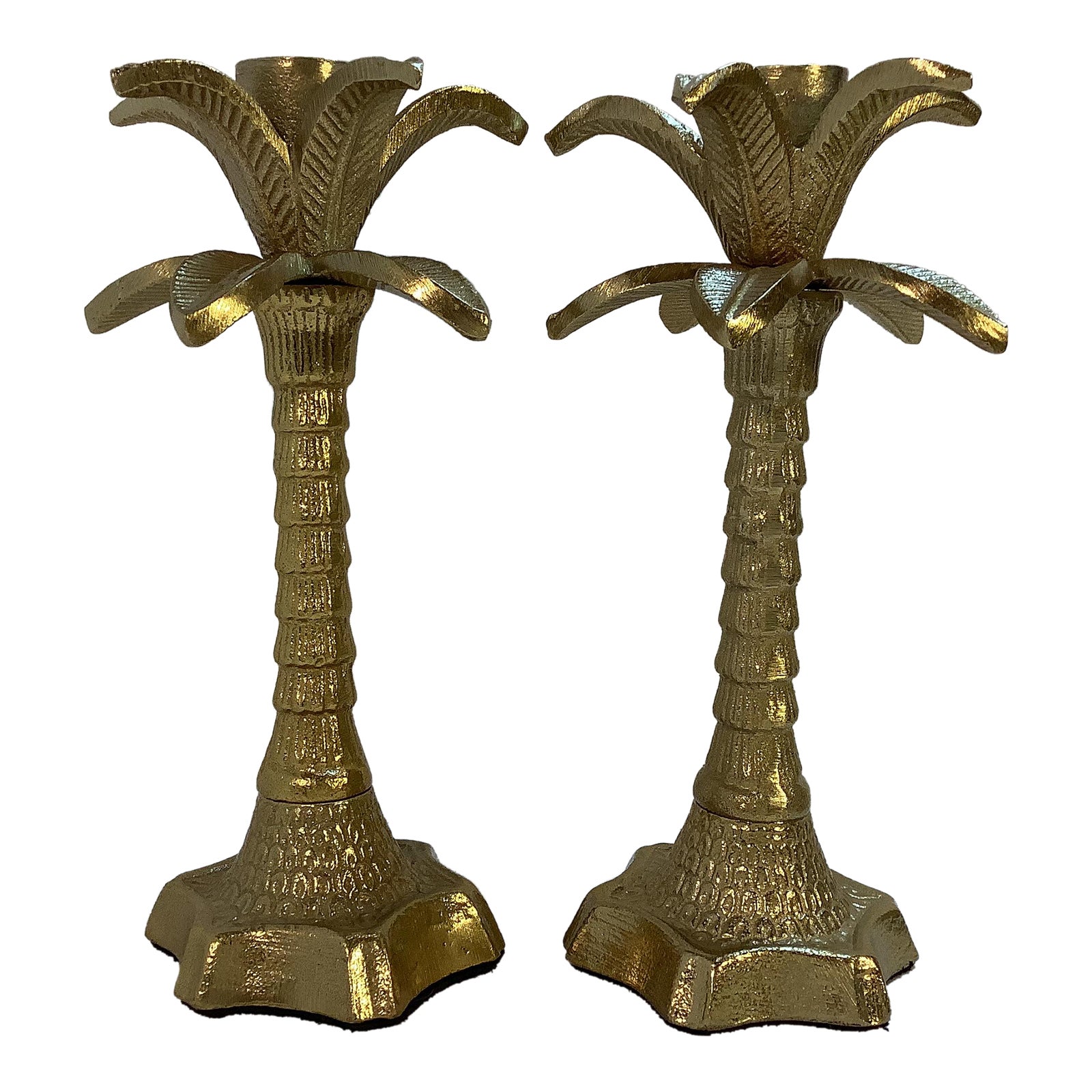 Vintage Brass Palm Tree Candle Holders a Pair Chairish