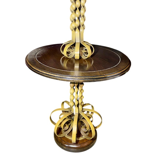 1960s Mediterranean Revival 3-Way Floor Lamp With Integrated Table For Sale In Los Angeles - Image 6 of 14