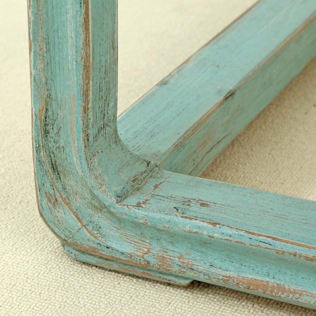 Ming-Style Square Side Table – Weathered Turquoise Finish For Sale - Image 4 of 6