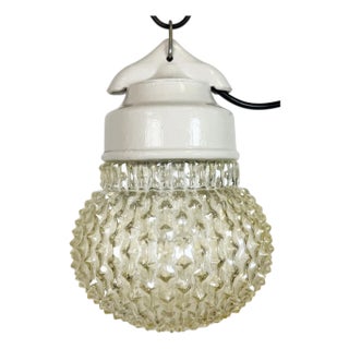 Vintage White Porcelain Pendant Light, 1970s For Sale