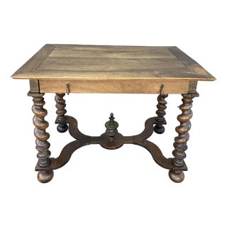 French Antique Desk/Side Table on Barley Twist Legs For Sale