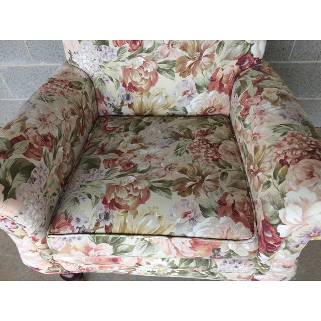 Ethan Allen Floral Chair & Ottoman Chairish