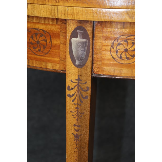 Paint Fine Pair Adams Paint Decorated English Flip-Top Demilune Console Tables For Sale - Image 7 of 12