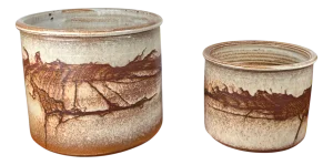 Vintage Danish Studio Pottery Planters from Aase & Leif Vange Keramik, 1988, Set of 2