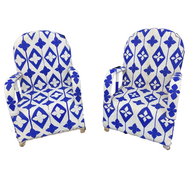 Yoruba B&w Beaded Chairs Nigeria Pair Chairish