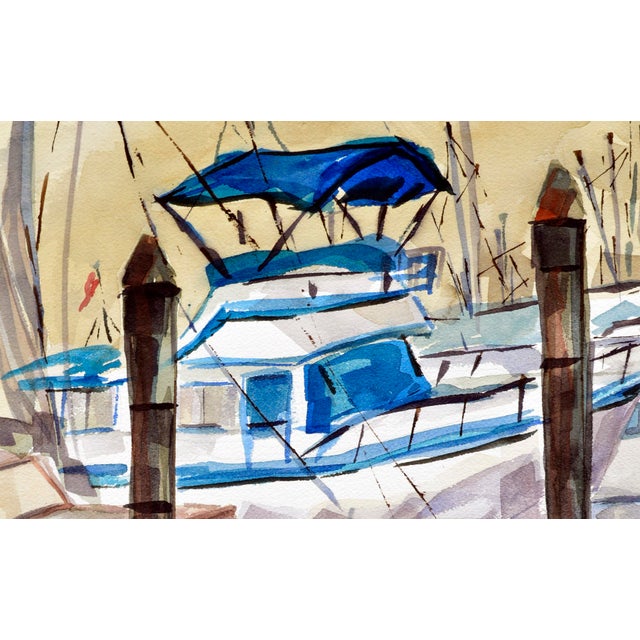 American Vintage Marina Sailboat Seascape by Doris Ann Warner For Sale - Image 3 of 4