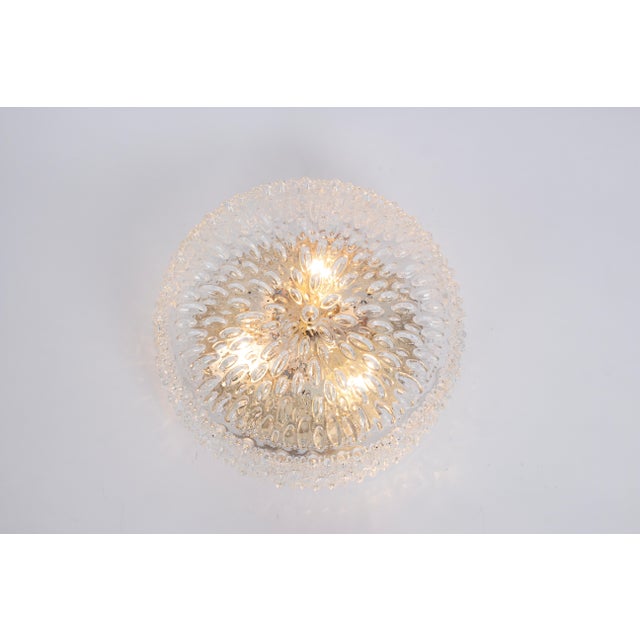 Large Round Textured Glass Ceiling Light attributed to Limburg, Germany, 1970s For Sale - Image 6 of 10