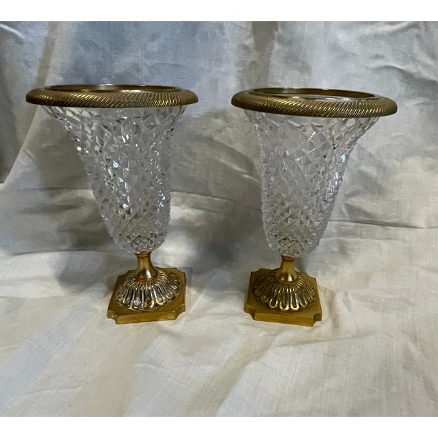 Crystal and Gilded Bronze Vases, 19th Century, Set of 2 For Sale - Image 13 of 13