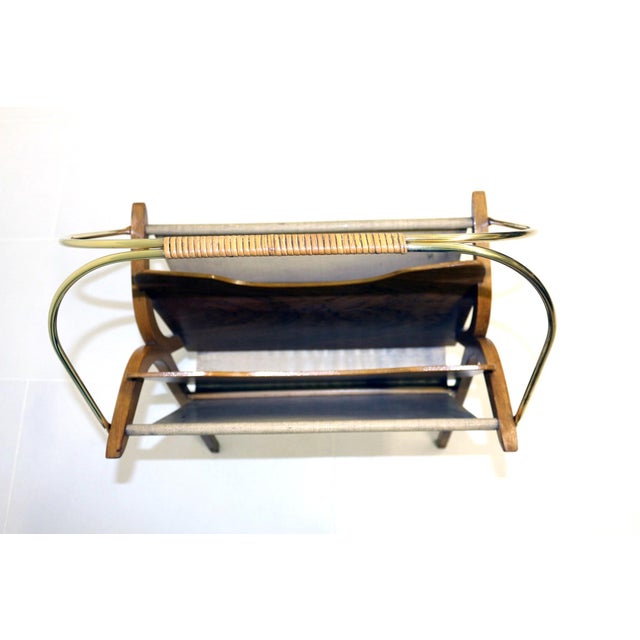 Vintage Bentwood & Brass Magazine Rack For Sale - Image 14 of 18