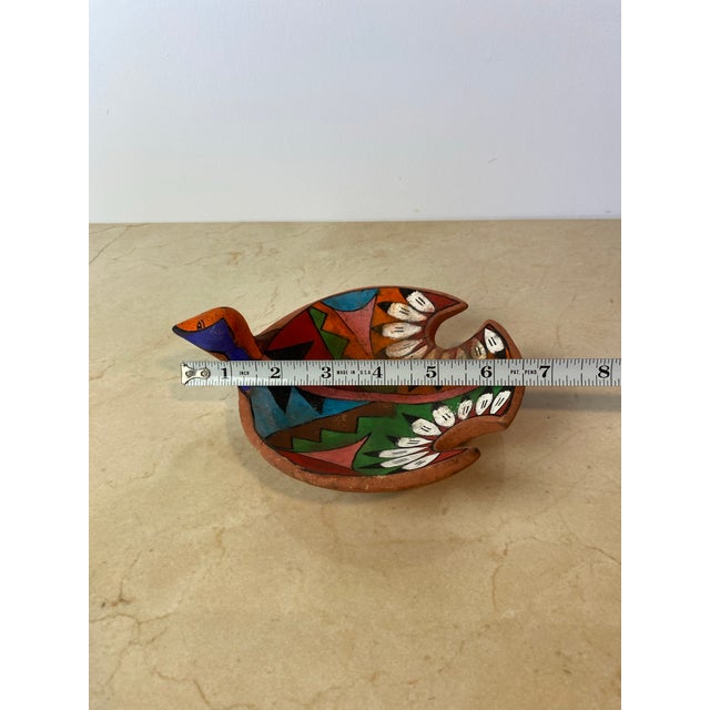 Ceramic Vintage Tesuque Pueblo Native American Polychrome Bird Effigy Bowl For Sale - Image 7 of 9