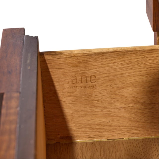 Lane Staccato Brutalist Mid Century Walnut Armoire Highboy Dresser For Sale - Image 11 of 11