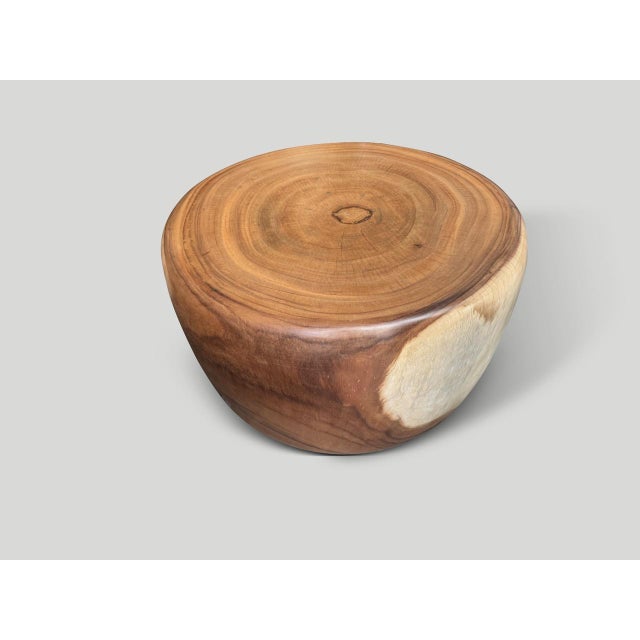 Brown Andrianna Shamaris Drum Shape Suar Wood Coffee Table For Sale - Image 8 of 18