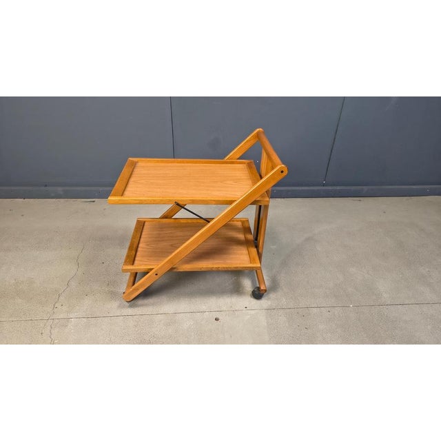 Vintage Italian Foldable Wooden Serving Cart, 1980s For Sale - Image 10 of 18