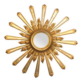 Italian Gilt Sunburst or Starburst Convex Mirror (Diameter 35) For Sale