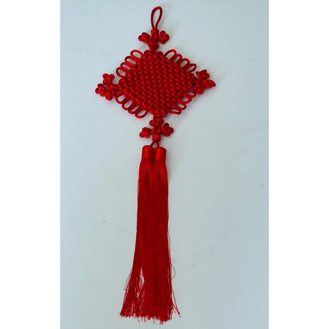 1950s Jumbo Tassel Chinese Silk Macrame Longevity Sign With Tassels For Sale - Image 5 of 5