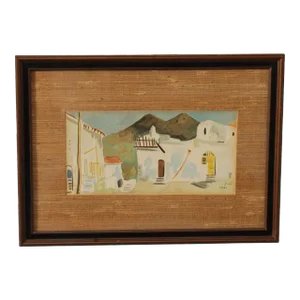 Milia Laufer Framed Watercolor, Israeli Street Scene