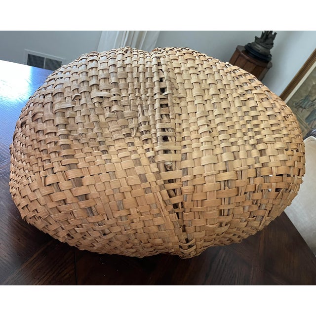 Mid 20th Century Vintage Large River Reed Basket With Twig Handle For Sale In Columbia, SC - Image 6 of 13
