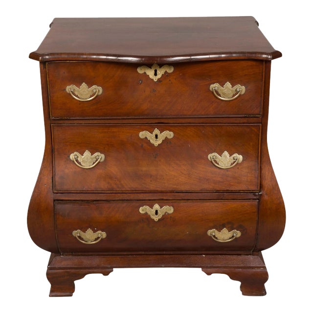 Dutch Mahogany Bombe Petit Chest of Drawers For Sale
