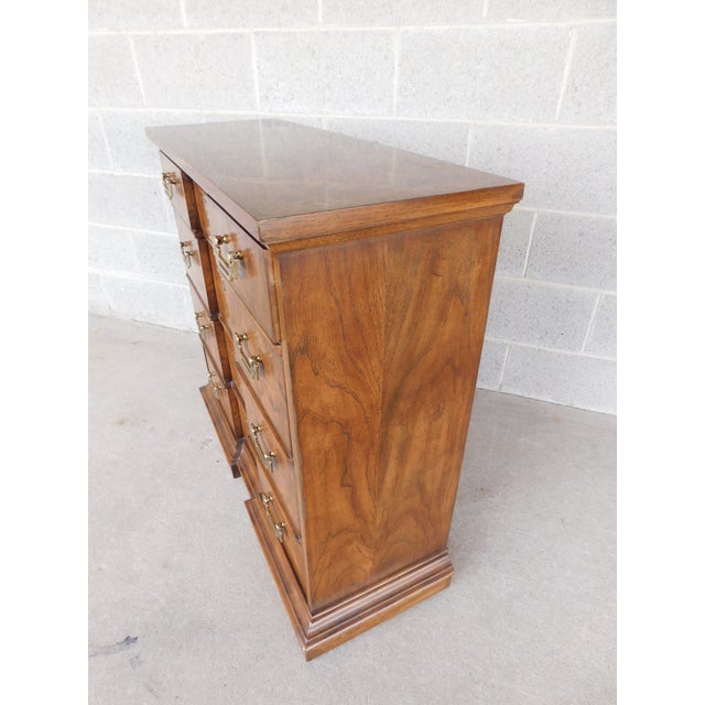 Wood Drexel Heritage Et Cetera Georgian Style Burl Walnut Console Chest 33.5"w X 13"d For Sale - Image 7 of 18