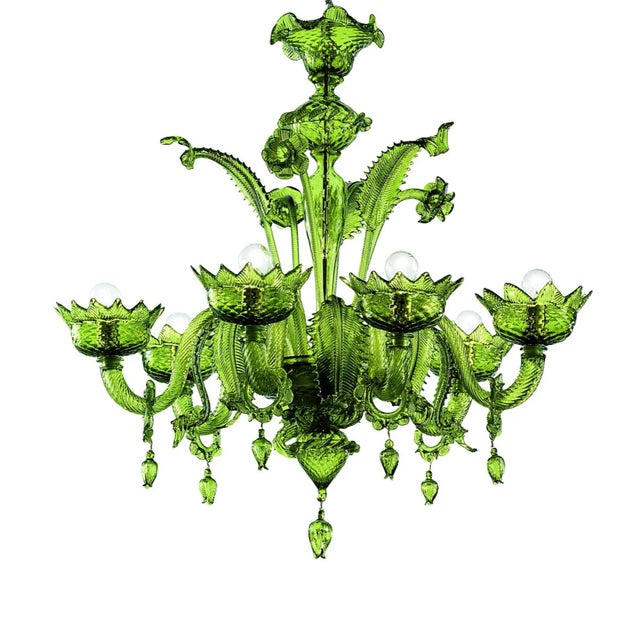 Contemporary Greeen Murano Glass Chandelier For Sale - Image 9 of 11