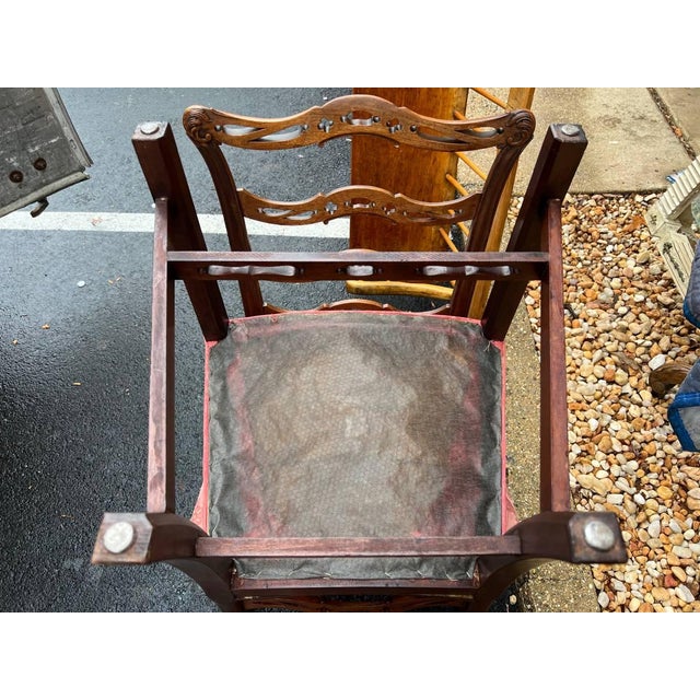 Mid 20th Century Vintage Chippendale Style Ribbon-Back Dining Chairs in Mahogany With Upholstered Seats - Set of 6 For Sale - Image 9 of 10