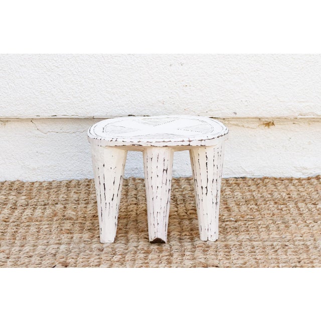 Tribal Carved White Nomad Nupe Stool For Sale - Image 3 of 7