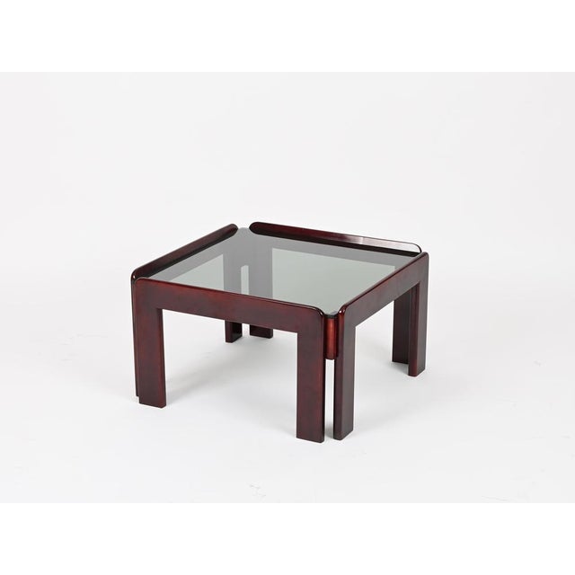 Square Coffee Table with Smoked Glass by Afra & Tobia Scarpa, Italy, 1960s For Sale - Image 10 of 15