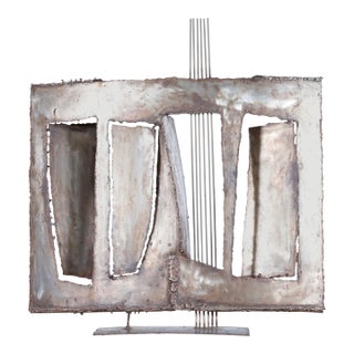 Vintage Oversized Brutalist Metal Sculpture by John Balossi, Signed For Sale