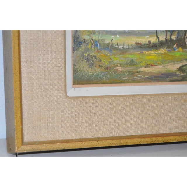 Mid 20th Century Wayne Morrell (American, 1923-2013) New England Country Landscape W/ Figures C.1970 For Sale - Image 5 of 8