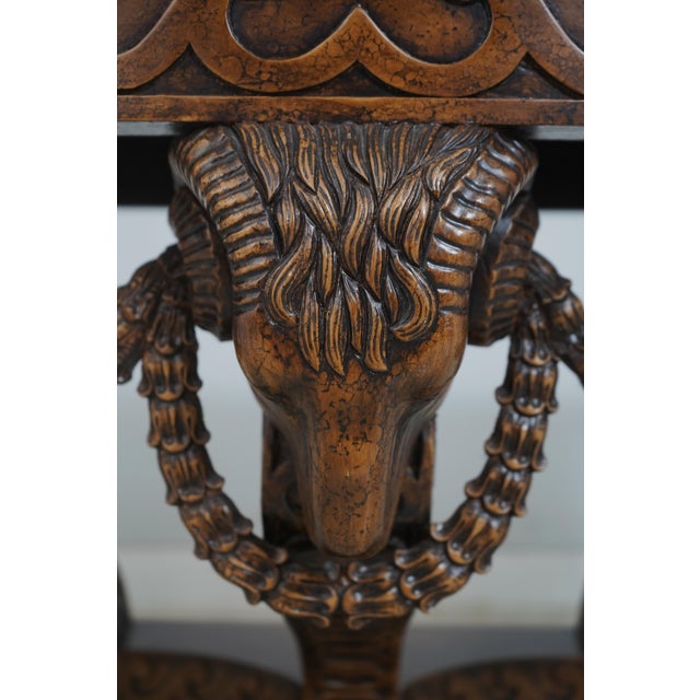 Maitland Smith Marble Top Rams Head Regency Console Table For Sale - Image 14 of 15