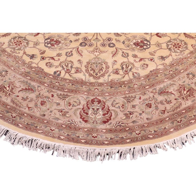 Shabby Chic Shabby Chic 1990's Kashan Pak-Persian Beige/Tan Wool Round Rug- 10'0'' X 10'2'' For Sale - Image 3 of 9