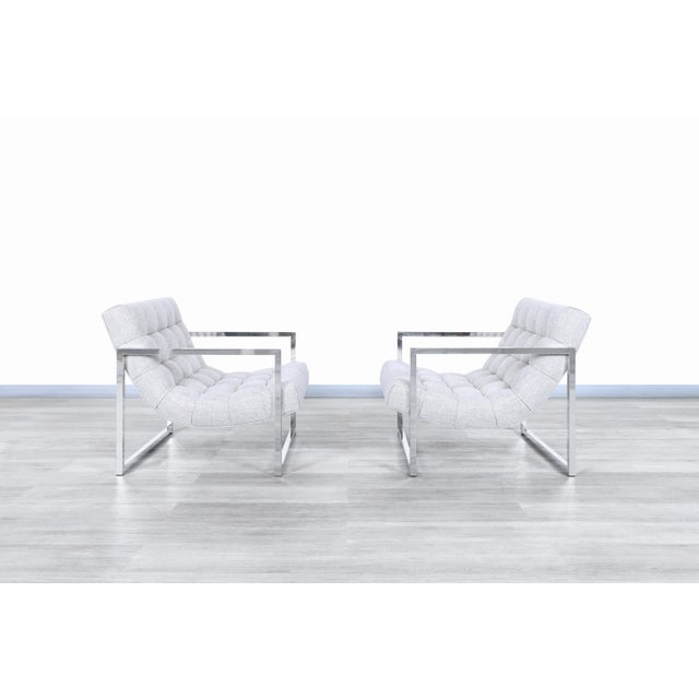 Milo Baughman Mid-Century Modern Chrome Lounge Chairs Attributed to Milo Baughman For Sale - Image 4 of 13
