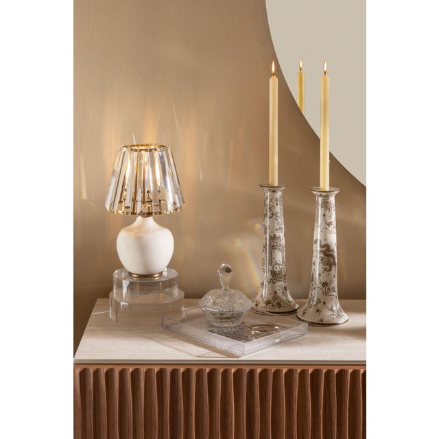 Name: Dragon Pagoda Mocha Candle Holder Set/2 Size: 12"H x 5"dia each Dragon Pagoda is is created from inspiration of the...