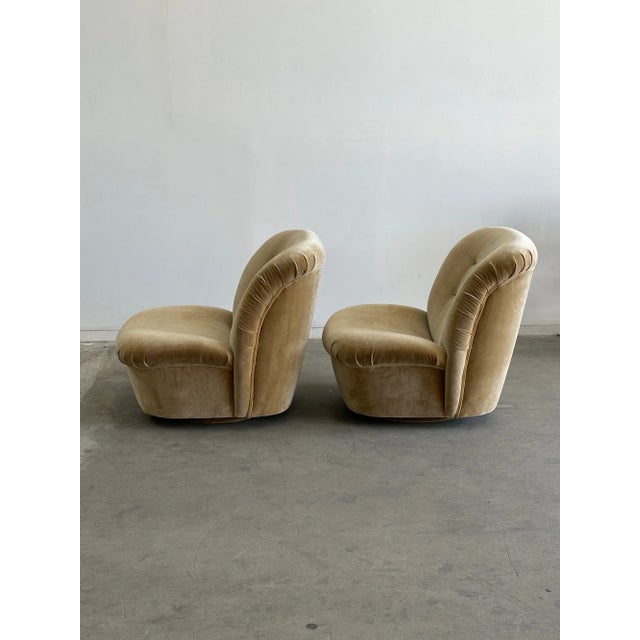 1980s Pair of Scoop Lounge Chairs in Champagne For Sale - Image 9 of 15