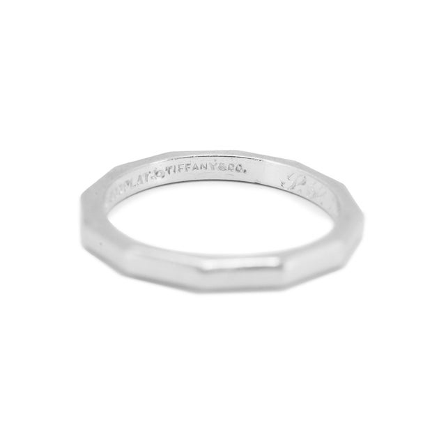Platinum Vintage 1948 Tiffany & Co. 900 Platinum Iridium Faceted Wedding Band Ring For Sale - Image 8 of 9