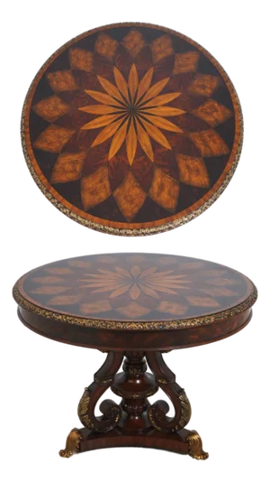 Maitland Smith Round Inlaid Mahogany Center Table