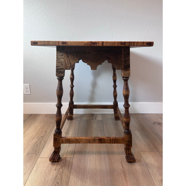 American D. R. Dimes Tiger Maple Tavern Side Table For Sale - Image 3 of 11