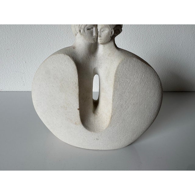 Art Deco Style Belgian Stone Lovers Woman & Man Marbell Sculpture For Sale - Image 4 of 10