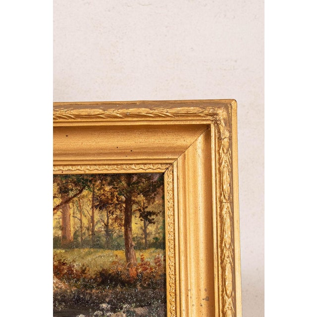 English Signed Original Oil on Canvas by M. Quilter (British), Dated 1914 “Woodland Stream in Summer” For Sale - Image 3 of 5