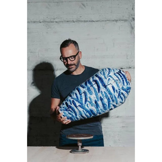 Ceramic Essence of Form Brushstroke Meadow Green Handcrafted Vase by Onofrio Acone For Sale - Image 7 of 11