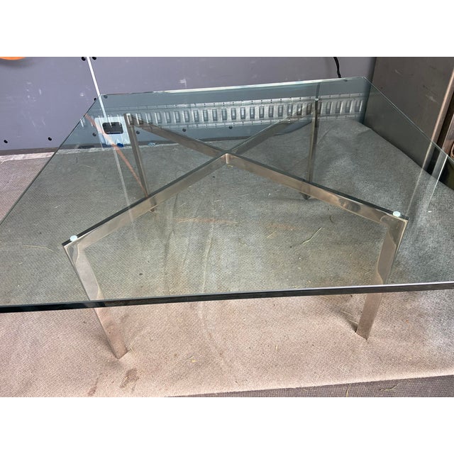 1990s Vintage Mid Century Modern Barcelona Stainless Coffee Table by Mies Van Der Rohe for Knoll For Sale - Image 5 of 17