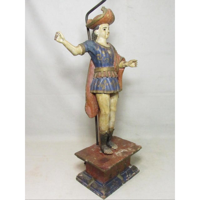 18th/19th Century Spanish Colonial Roman soldier santo figure, possibly Saint Michael, c.1800 that has been converted into...